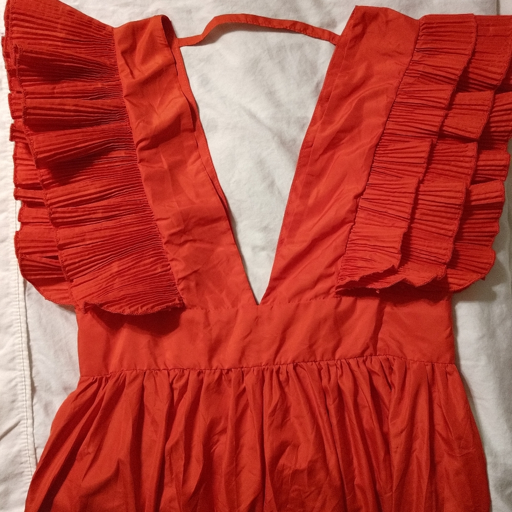 Maxi flounce sleeve dress